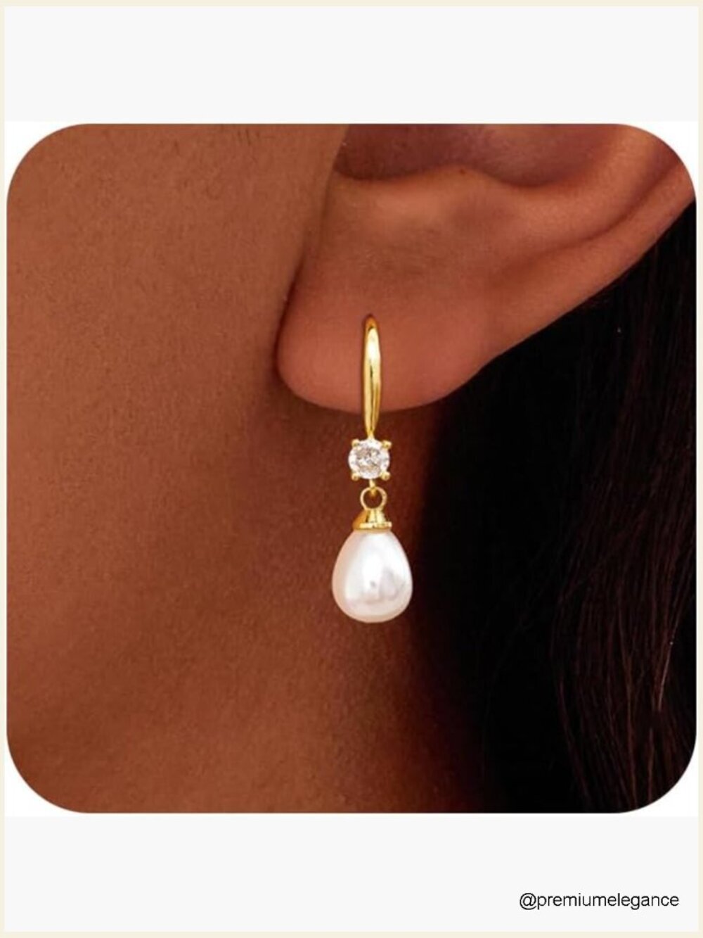 14K Gold Plated Pearl Drop Dangle Earrings for Women - Bridal Wedding Prom